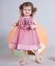 Peppermint Net Woven Sleeveless Bow Applique Shimmer Detailed Dress - Pink