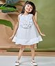 Peppermint Net Woven Sleeveless Bow Applique Shimmer Detailed Dress - White