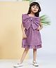 Peppermint Knitted Sleeveless Bow Applique Detailed Textured Dress - Purple