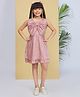 Peppermint Knitted Sleeveless Bow Applique Detailed Textured Dress - Peach
