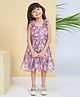 Peppermint Woven Sleeveless Floral Printed & Applique Detailed Dress - Purple