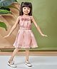 Peppermint Chiffon Blend Woven Sleeveless Embellished Solid Dress With Belt - Peach