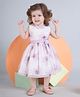 Peppermint Woven Sleeveless Floral Foil Printed & Bow Applique Detailed Dress - Purple