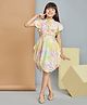Peppermint Rayon Woven Half Sleeves Tie & Dye Balloon Dress - Yellow