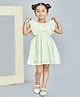 Peppermint Cotton Woven Frill Sleeves Floral Embroidered Dress - Green