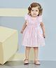 Peppermint Cotton Woven Frill Sleeves Floral Embroidered Dress - Pink