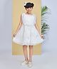 Peppermint Net Woven Sleeveless Floral Embroidered & Applique Detailed Dress - Cream