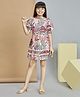 Peppermint Linen Woven Half Sleeves Floral Printed Dress - Pink