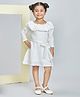 Peppermint Knitted Knit Three Fourth Sleeves Textured Dress - White