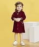 Peppermint Woven Full Sleeves Abstract Embroidered Dress - Maroon