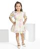 Peppermint Satin Woven Half Balloon Sleeves Tie Dye Dress With Belt - Multi Colour