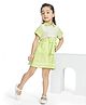 Peppermint Cotton Woven Half Sleeves Geometric Design Lace Embellished Dress - Green
