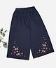 Akkriti by Pantaloons Cotton Floral Embroidered Palazzo - Navy Blue