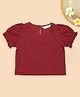Akkriti by Pantaloons Cotton Woven Half Puffed Sleeves Schiffli Embroidered Top - Red