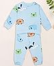 Pantaloons Baby Cotton Knit Full Sleeves Animals Printed Coordinating Tee & Joggers Night Suit  - Light Blue