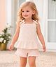 Mi Arcus Cotton Lyocell Knit Sleeveless Solid Top & Shorts Set - Peach