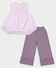 Mi Arcus 100% Cotton Woven Sleeveless Ruffle Detailed Top & Trouser Set - Pink & Mauve