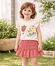Mi Arcus 100% Cotton Knit Strawberry Printed Top & Skirt Set - Multi Colour