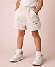 Mi Arcus Cotton Lycra Knit Animal Patch Detailed Shorts -  Cream