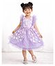 Mi Arcus Woven Frill Sleeves Butterfly Applique Detailed Layered Dress - Lavender