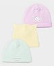Mi Arcus Cotton Elastane Knit Pack Of 3 Cat Printed & Cuteness Text Printed Caps - Multi Colour - Circumference 40 Cms