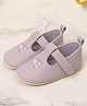 Mi Arcus Heart Embroidered Velcro Closure Ballerinas - Mauve