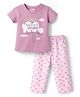 Tango Single Jersey Knit Half Sleeves Rainbow Printed T-Shirt & Capri Night Suit - Violet