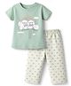 Tango Single Jersey Knit Half Sleeves Rainbow Printed T-Shirt & Capri Night Suit - Light Green