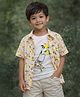 Mi Arcus 100% Cotton Woven Half Sleeves Leaves & Floral Printed Shirt With Tee - Yellow