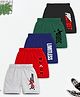 Trampoline Cotton Blend Knit Pack Of 5 Typography Printed Shorts - Multi Colour