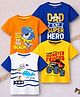 Trampoline Cotton Blend Knit Pack Of 4 Half Sleeves Sea Life Vehicles & Typography Printed Tees - Multi Colour