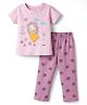 Tango Single Jersey Knit Half Sleeves Floral Printed T-Shirt & Pyjama Night Suit - Light Pink