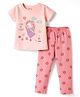 Tango Single Jersey Knit Half Sleeves Floral Printed T-Shirt & Pyjama Night Suit - Pink