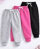 Trampoline Cotton Blend Knit Pack Of 3 Solid Track Pants - Pink Grey & Black