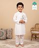 Keebee Organics Organic Cotton Woven Full Sleeves Paisley Embroidered Kurta & Pant Set - White