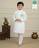 Keebee Organics Organic Cotton Woven Full Sleeves Bird  Embroidered Kurta & Pant Set - White