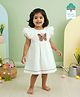Keebee Organics Organic Cotton Woven Flutter Sleeves Butterfly Embroidered Dress - White