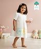 Keebee Organics Organic Cotton Woven Half Sleeves Floral Embroidered Dress - White
