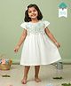 Keebee Organics Organic Cotton Woven Cap Sleeves Paisley Embroidered Dress - White