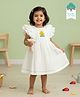 Keebee Organics Organic Cotton Woven Flutter Sleeves Floral Embroidered Dress - White