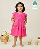 Keebee Organics Organic Cotton Woven Cap Sleeves Floral Embroidered Dress - Pink
