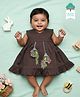 Keebee Organics Cotton Woven Sleeveless Birdcages Embroidered Dress - Brown