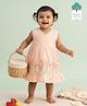 Keebee Organics Cotton Woven Sleeveless Floral Embroidered Dress - Peach