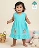 Keebee Organics Cotton Woven Sleeveless Insect Embroidered Dress - Turquoise