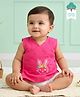 Keebee Organics Organic Cotton Woven Sleeveless Bunny  Embroidered Jhabla - Pink