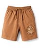 Taeko Single Jersey Knit Knee Length Shorts With Text Print - Bronze
