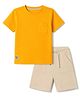 Babyhug 100% Cotton Knit Half Sleeves Solid T-Shirt & Shorts Set With Patch - Orange