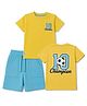 Babyhug Single Jersey Knit Half Sleeves T-Shirt & Shorts With Champion Print - Yellow