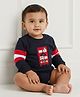 My Milestones 100% Cotton Knit  Full Sleeves Animal  Embroidered Onesie - Navy Blue