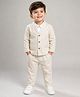 My Milestones Cotton Woven Full Sleeves Solid Shirt & Trousers Set With Blazer - White & Cream